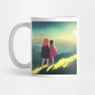 Romantic Sunrise on a Windy Mountain Top Mug